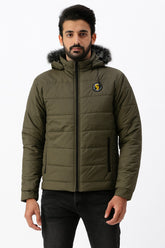 Men’s Commando Green Fur Hood Puffer Jacket